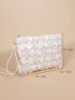 Medium Square Bag Beige Sequins Decor For Party