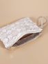 Medium Square Bag Beige Sequins Decor For Party