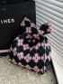 Mini Crochet Bag Floral Graphic Colorblock