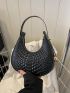 Crocodile Embossed Hobo Bag Blue Fashionable Top Handle