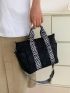 Medium Square Bag Chevron Pattern Double Handle Adjustable Strap