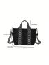 Medium Square Bag Chevron Pattern Double Handle Adjustable Strap