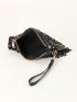 Small Square Bag Black Sequins Decor For Party