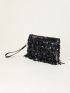 Small Square Bag Black Sequins Decor For Party