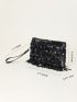 Small Square Bag Black Sequins Decor For Party