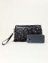 Small Square Bag Black Sequins Decor For Party