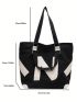 Large Shoulder Tote Bag Letter Patch Double Handle For Daily