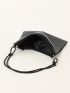 Rhinestone Decor Hobo Bag With Zipper Chain Polyester Glamorous For Party