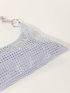 Rhinestone Decor Hobo Bag With Zipper Chain Polyester Glamorous For Party