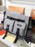 Release Buckle & Letter Patch Decor Messenger Bag Flap Nylon