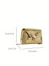 Mini Square Bag Crocodile Embossed Twist Lock Flap Chain Metallic PU Funky