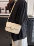 White Square Bag Flap PU Elegant