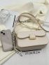 White Square Bag Flap PU Elegant