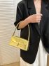 Crocodile Embossed Baguette Bag PU Push Lock Metallic Funky