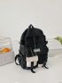 Letter Patch & Release Buckle Decor Classic Backpack With Chain Polyester