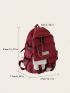 Letter Patch & Release Buckle Decor Classic Backpack With Chain Polyester