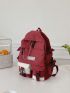 Letter Patch & Release Buckle Decor Classic Backpack With Chain Polyester