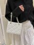 Mini Square Bag Quilted Faux Pearl Decor PU