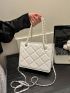 Mini Square Bag Quilted Faux Pearl Decor PU