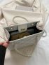 Mini Square Bag Quilted Faux Pearl Decor PU