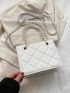 Mini Square Bag Quilted Faux Pearl Decor PU