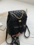 Small Flap Backpack Quilted Twist Lock Chain PU