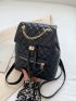 Small Flap Backpack Quilted Twist Lock Chain PU