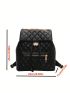 Small Flap Backpack Quilted Twist Lock Chain PU