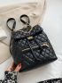 Small Flap Backpack Quilted Twist Lock Chain PU