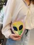 Mini Novelty Bag Alien Design Chain Zipper PU