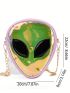 Mini Novelty Bag Alien Design Chain Zipper PU