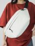 Oversized Fanny Pack White Zipper PU