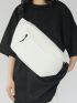 Oversized Fanny Pack White Zipper PU