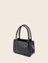 Mini Square Bag Stitch Detail Double Handle PU