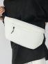 Oversized Fanny Pack White Zipper PU