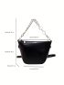 Small Satchel Bag Metal Decor Chain Strap