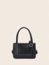 Mini Square Bag Stitch Detail Double Handle PU