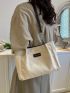 Letter Patch Decor Shoulder Tote Bag Small