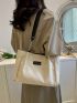 Letter Patch Decor Shoulder Tote Bag Small