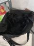 Zip Front Messenger Bag Nylon Black