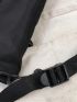 Zip Front Messenger Bag Nylon Black