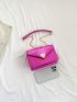 Mini Square Bag Crocodile Embossed Heart Decor Metallic PU Funky