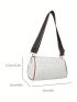 White Bucket Bag Letter & Quilted Detail With Zipper PU