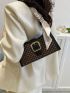 Medium Baguette Bag Geometric Pattern Buckle & Twilly Scarf Decor