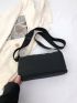 Letter Label Detail Square Bag Adjustable Strap With Zipper Black