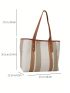 Striped Pattern Square Bag Medium Double Handle