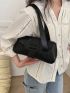 Buckle Decor Shoulder Tote Bag Black