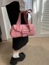 Flap Shoulder Tote Bag Buckle Decor