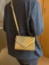 Mini Flap Square Bag Quilted Pattern Metallic Funky