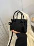 Crocodile Embossed Square Bag Mini Black